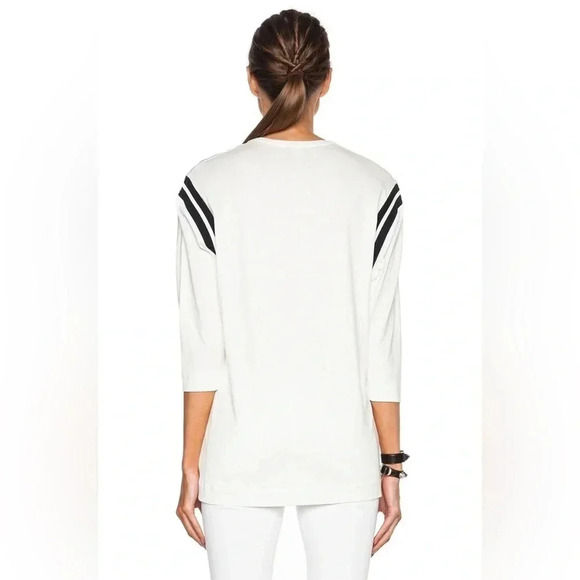 ACNE STUDIOS Minerva Cotton Tee Long 3/4 Sleeve White Black Strip Basic Medium - Picture 2 of 6